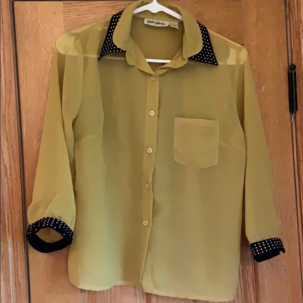 Mustard and black blouse